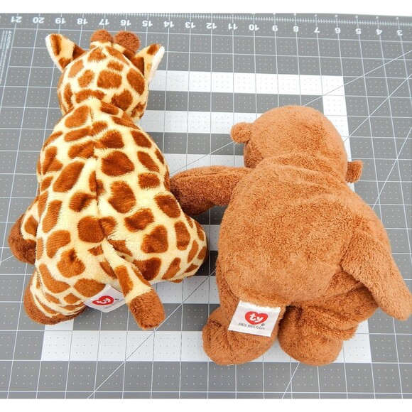 Ty Pluffies Tylux Giraffe Monkey Beanbag Terry Plush Stuffed Animal Pair - Picture 9 of 13